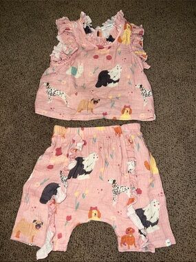 Oh Baby! Girls all over dog print gauze outfit 2